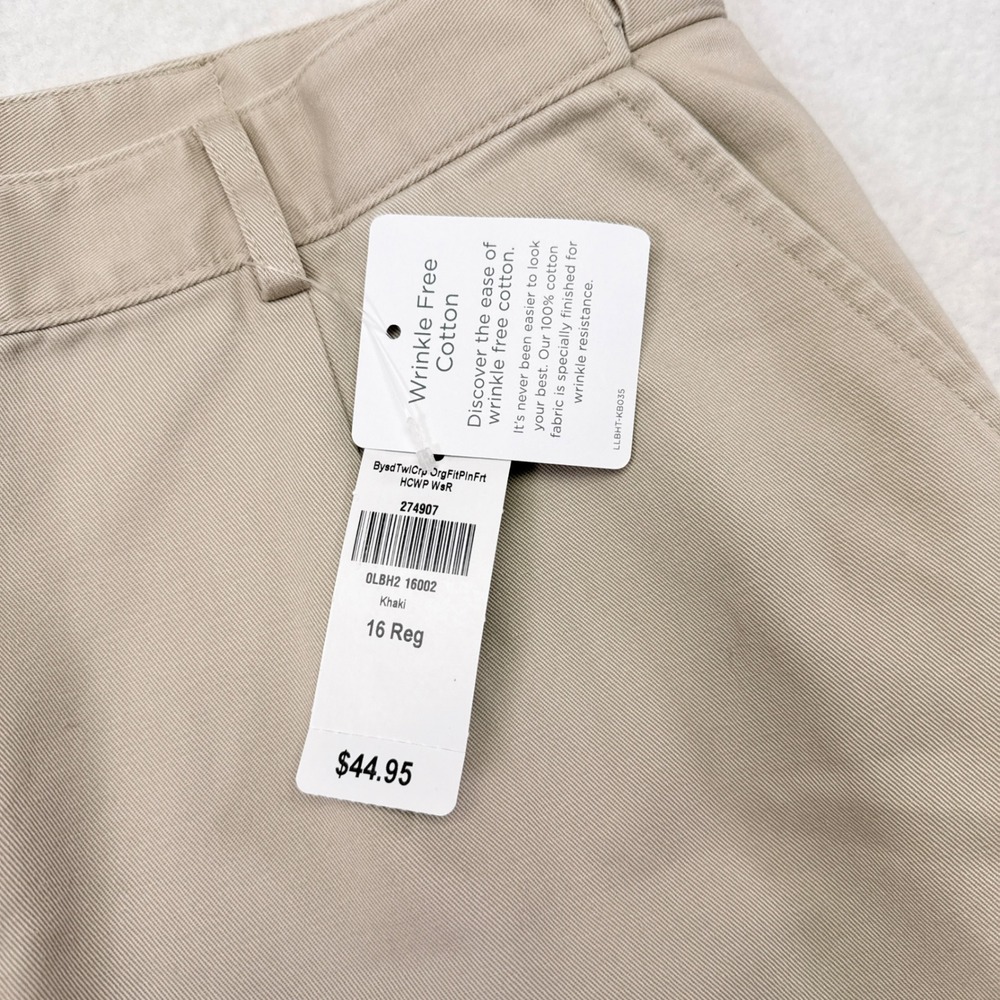 LL Bean Pants Womens Size 16 Tan Khaki Original Fit Straight Leg Casual NEW - Picture 5 of 10